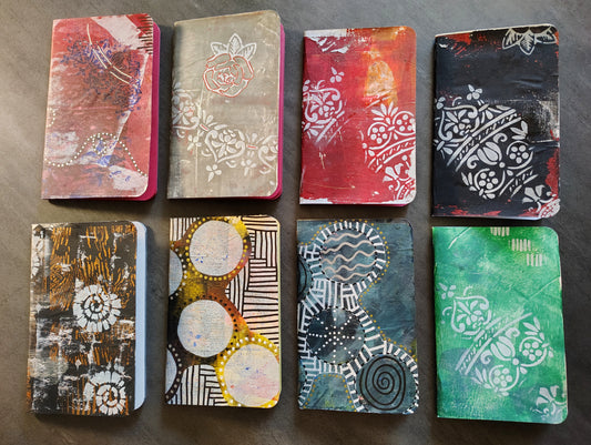 OOAK Gel Printed Traveler's Notebook Wide Inserts, Pocket Notebooks