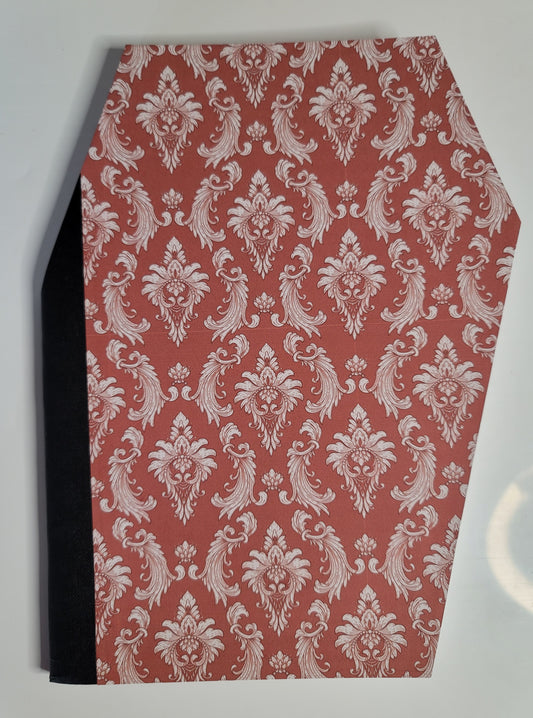 Red White Damask Coffin Decomposition Notebook